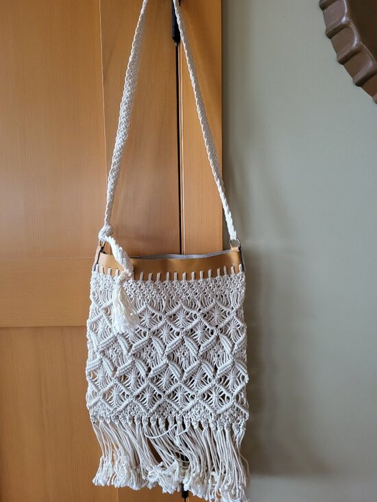 Handbags - NWOT Unique Boho Macrame and Leather Purse/Bag
